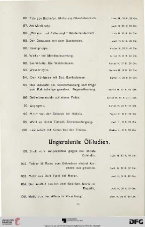 Ungerahmte Ölstudien (Nr. 101-276)