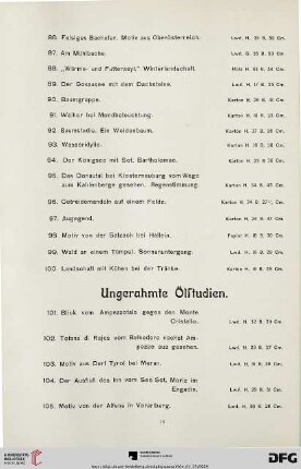 Ungerahmte Ölstudien (Nr. 101-276)