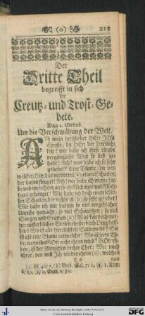 Der Dritte Theil begreifft in sich die Creutz- und Trost-Gebete.