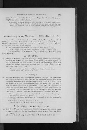Verhandlungen zu Wismar. - 1430 März 19-21.