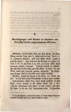 Nachträge zu Forcellini's latein. Lexicon : mit einem grammatischen Excurse