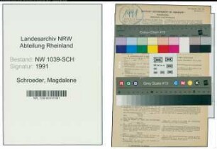 Entnazifizierung Magdalene Schroeder , geb. 16.02.1895 (Diplomhandelslehrerin)