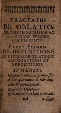 Tractatus de oblatione, obsignatione ac depositione pecuniae