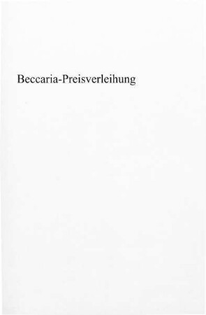 253-270, Beccaria-Preisverleihung