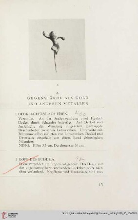 A. Gegenstände aus Gold und anderen Metallen (Nr. 1-13)