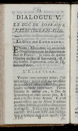 Dialogue V. Le Duc De Lorraine L'Electeur Palatin.