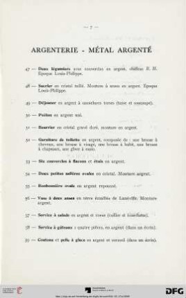 Argenterie - Métal argenté (Nr. 47-67)