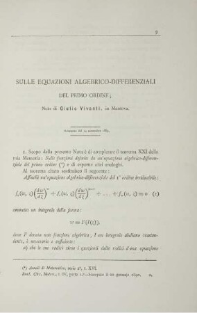 Sulle equazioni algebrico-differenziali del primo ordine.