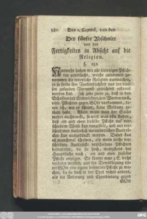 Der fünfte Abschnitt von den Fertigkeiten in Absicht auf die Religion.