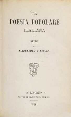 La Poesia popolare italiana : studj