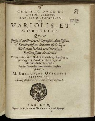 Disputatio Inauguralis De Variolis Et Morbillis