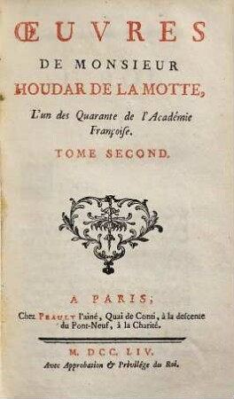 Oeuvres De Monsieur Houdar De La Motte, .... 2