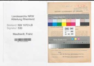 Entnazifizierung Franz Maulhardt , geb. 28.11.1875 (Oberpostinspektor)