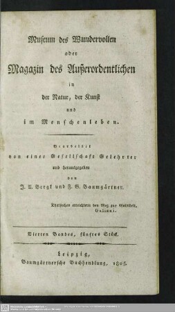 Vierter Band, fünftes Stück