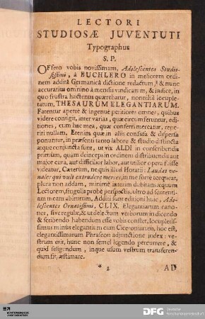 Lectori Studiosæ Juventuti
