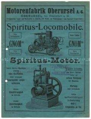 Spiritus-Lokomobile und Motore