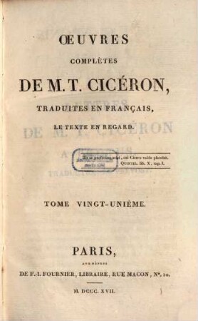 Oeuvres complètes de M. T. Cicéron, 21. Ouvrages philosophiques