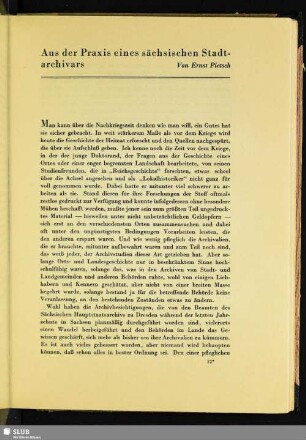 Aus der Praxis eines sächsischen Stadtarchivars