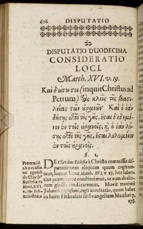 Disputatio Duodecima. Consideratio Loci.
