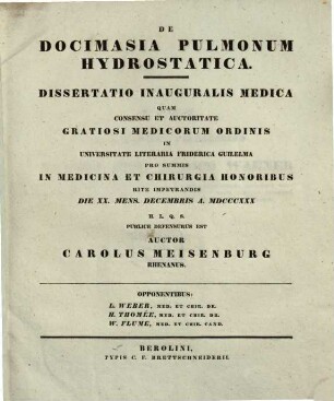De docimasia pulmonum hydrostatica : Diss. inaug. med.