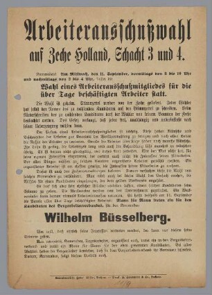 "Arbeiterausschußwahl auf Zeche Holland, Schacht 3 und 4"