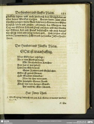 Der Hundert und Fünffte Psalm. Gott ist waarhafftig