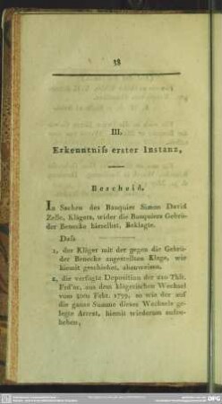 III. Erkenntniss erster Instanz
