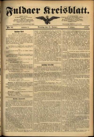 Ausgabe vom Dienstag, den 15. Januar 1907.