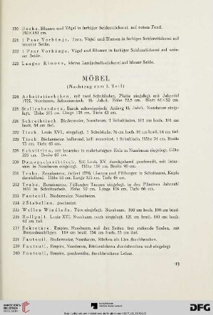 Möbel (Nr. 224-275)