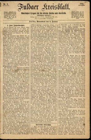 Erste Ausgabe vom Samstag, den 06. Januar 1883.