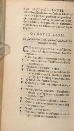 Quaestio LXXII. De sacramento Confirmationis, in duodecim articulos divisa.