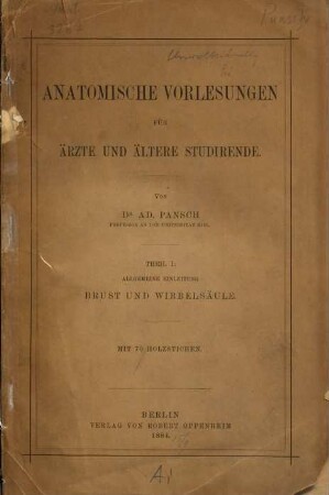 Anatomische Vorlesungen für Ärzte und ältere Studirende : Von Ad. Pansch, 1