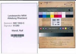Entnazifizierung Rolf Wendt, geb. 31.12.1919 (Kaufmann)