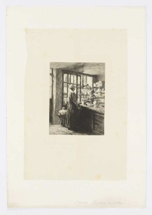 Lebensmittelgeschäft des Dorfes, aus: Jules Claretie, "L’eau-forte en 1881: huitième année: trente eaux-fortes originales et inédites par trente des artistes les plus distingués", Paris 1881