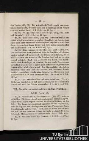 VII. Geräthe zu verschiedenen andern Zwecken.