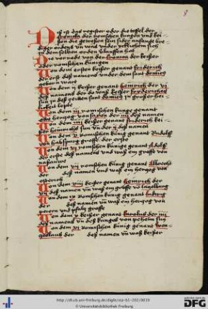 [8rv] Die Kaiserchronik Predigerordens, Inhaltsverzeichnis.