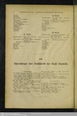 IV. Ehrenbürger und Stadtälteste der Stadt Chemnitz