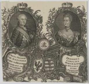 Doppelbildnis des Carl Alexander, Markgraf von Brandenburg-Ansbach und der Friderica Carolina, Markgräfin zu Brandenburg