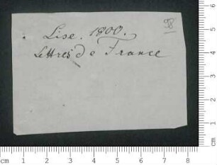 Lise. 1800. Lettres de France