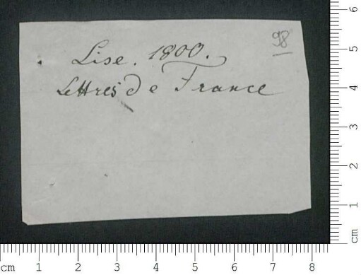 Lise. 1800. Lettres de France