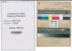 Entnazifizierung Wilhelm Adams , geb. 16.01.1901 (Angestellter)