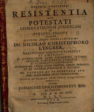 De resistentia quae fit potestati