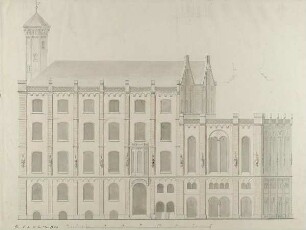 Gebäude der Patriotischen Gesellschaft, Hamburg. 2. Fassadenentwurf. Frontansicht "Beim Alten Rathause"