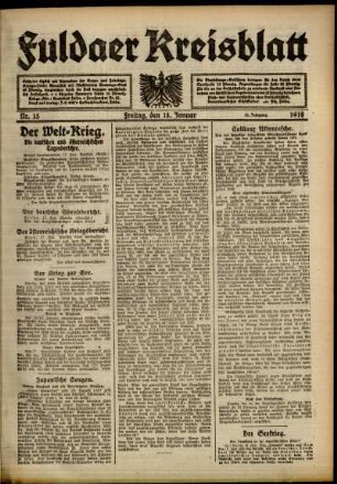 Ausgabe vom Freitag, den 18. Januar 1918.
