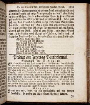 Predigt am Feyertag Bartholomäi. - Predigt am Feyertag Simonis und Judä.