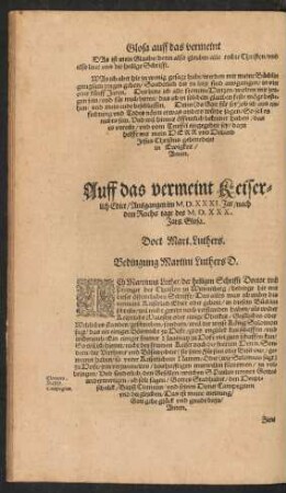 Auff das vermeint Keiserlich Edict ...