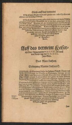 Auff das vermeint Keiserlich Edict ...