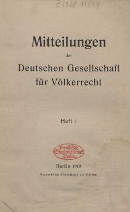 Heft 1: Mitteilungen der Deutschen Gesellschaft für Völkerrecht