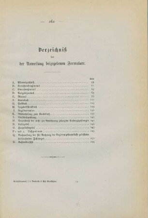 Verzeichniß der der Anweisung beigegebenen Formulare.