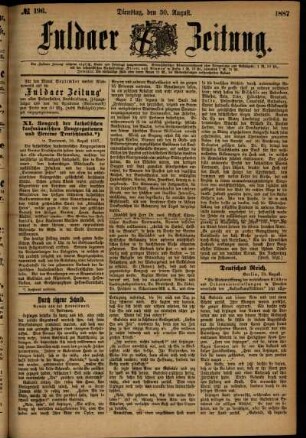 Ausgabe vom Dienstag, den 30. August 1887.